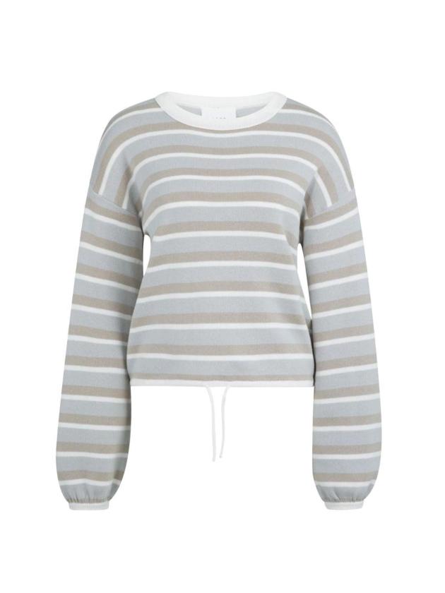 Yaya Gestreepte trui met koord 442031 vapor blue grey des