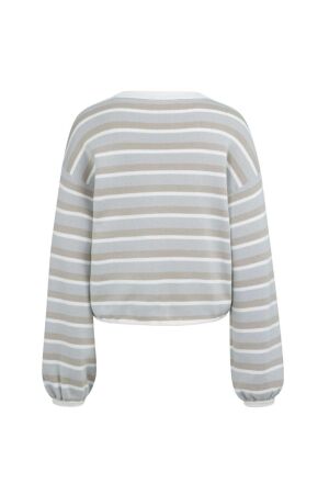 Yaya Gestreepte trui met koord 442031 vapor blue grey des
