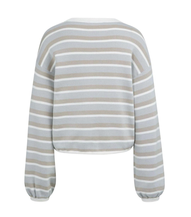 Yaya Gestreepte trui met koord 442031 vapor blue grey des