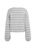 Yaya Gestreepte trui met koord 442031 vapor blue grey des