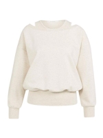 Yaya Sweatshirt met dubbele hals 990532 Ecru melage
