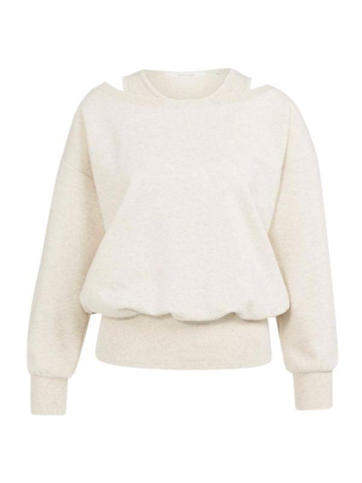 Yaya Sweatshirt met dubbele hals 990532 Ecru melage