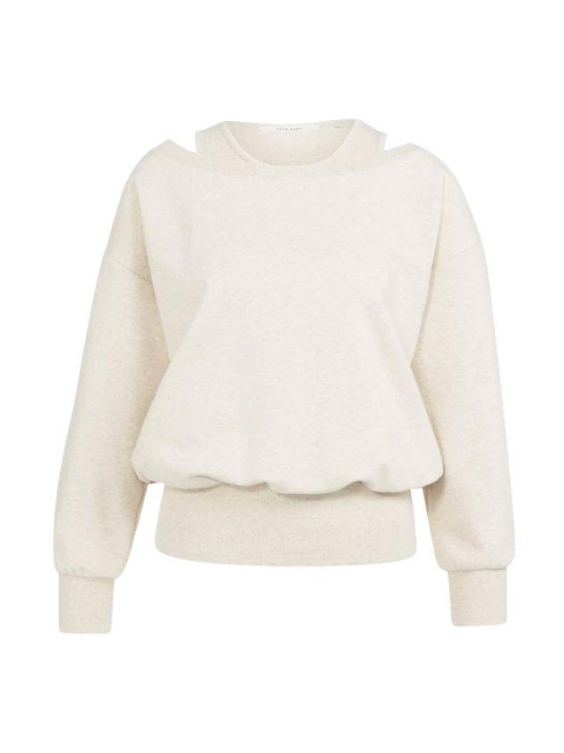 Yaya Sweatshirt met dubbele hals 990532 Ecru melage