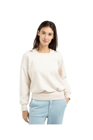 Yaya Sweatshirt met dubbele hals 990532 Ecru melage