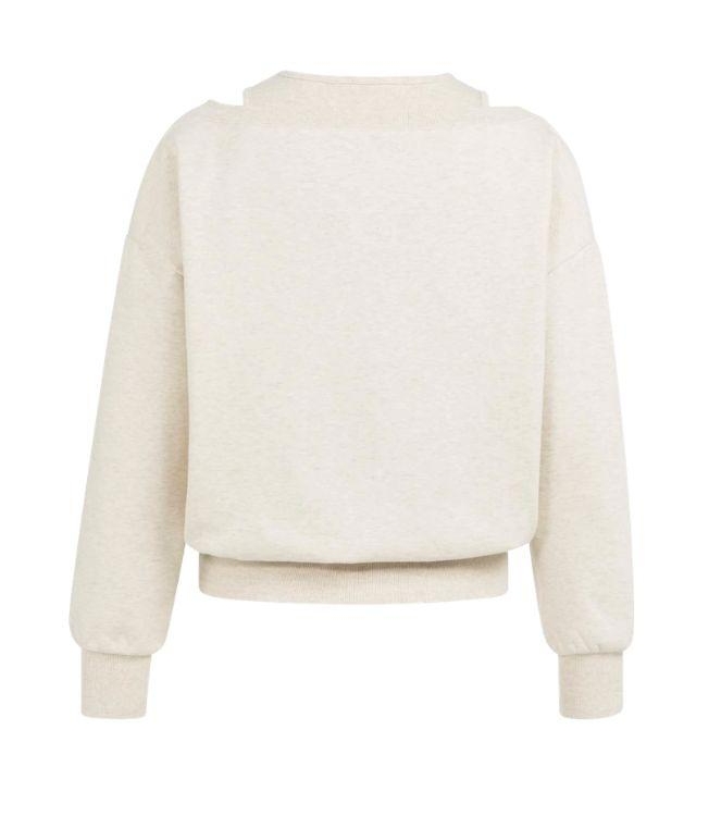 Yaya Sweatshirt met dubbele hals 990532 Ecru melage