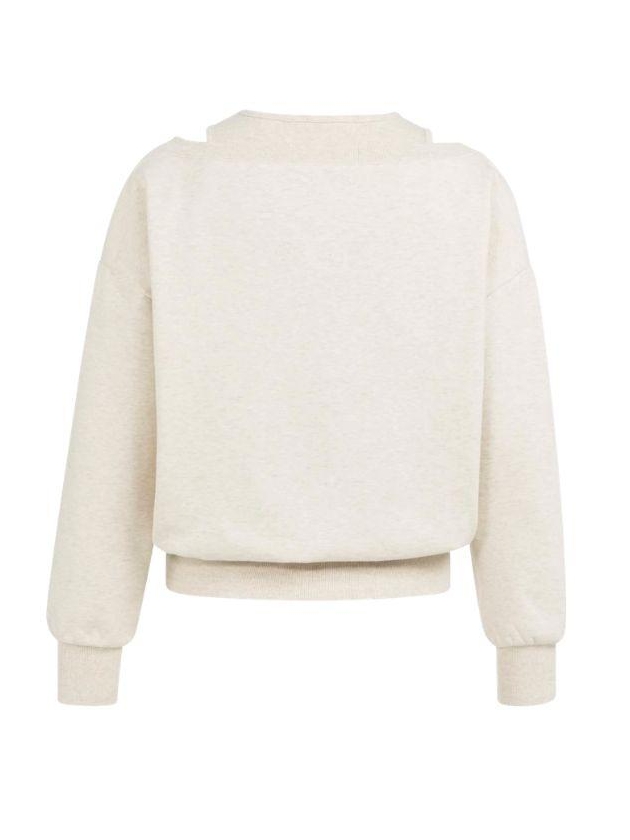 Yaya Sweatshirt met dubbele hals 990532 Ecru melage