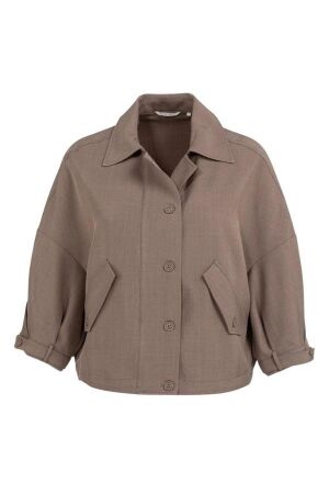 Yaya Blousejack met klepzakken 81312 Deep taupe brown