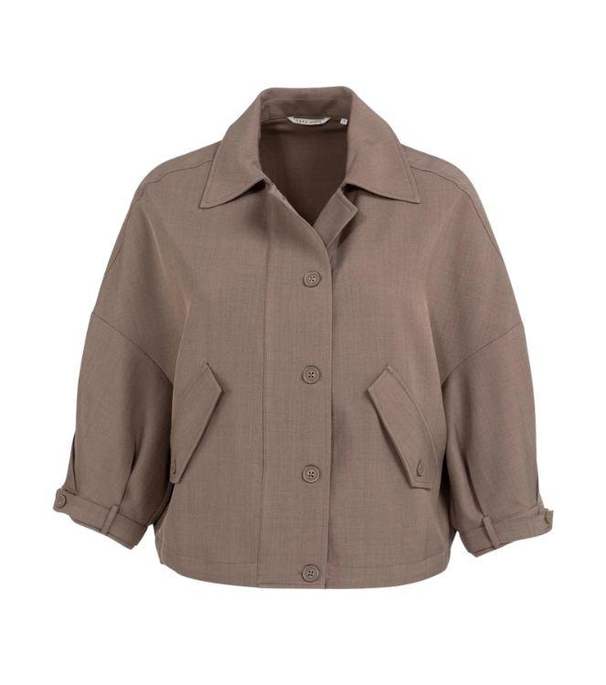 Yaya Blousejack met klepzakken 81312 Deep taupe brown