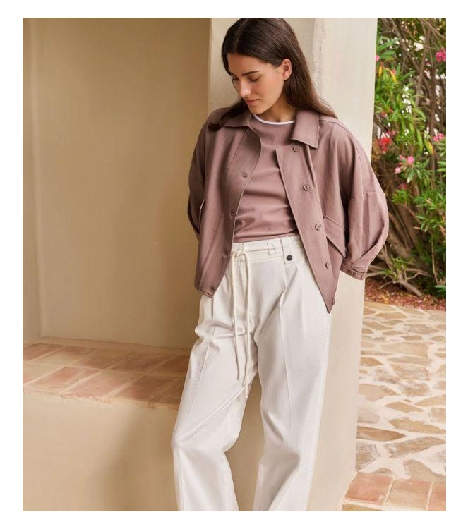 Yaya Blousejack met klepzakken 81312 Deep taupe brown