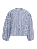 Yaya Gestreepte blouse met plooien 939231 Navy blazer dessin