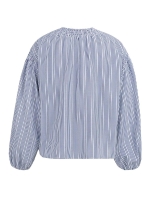 Yaya Gestreepte blouse met plooien 939231 Navy blazer dessin