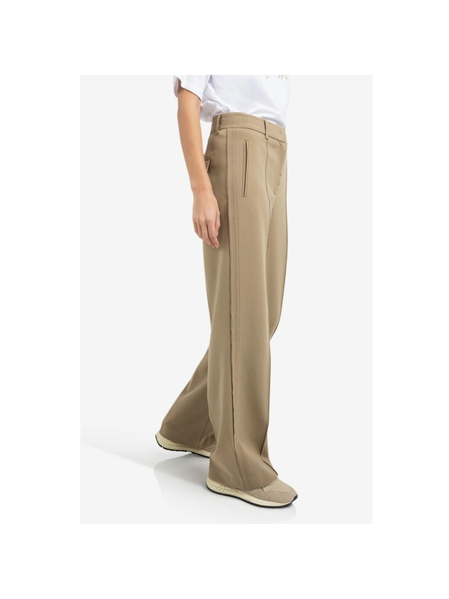 Yaya Geweven broek met stiksels 99045 Khaki green