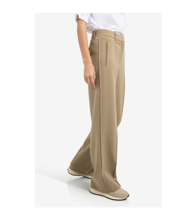 Yaya Geweven broek met stiksels 99045 Khaki green