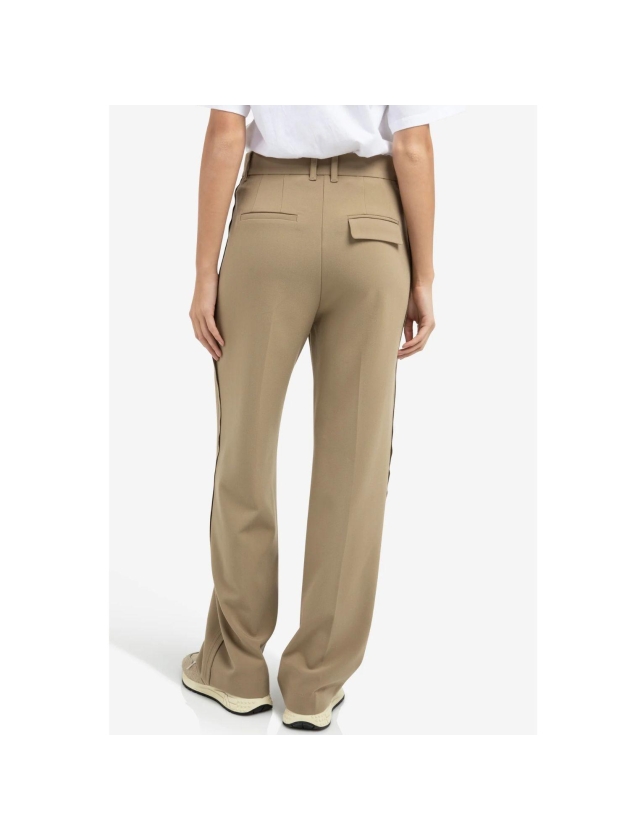 Yaya Geweven broek met stiksels 99045 Khaki green