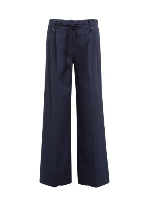 Yaya Geweven broek met strikkoord 93923 Navy blazer blue