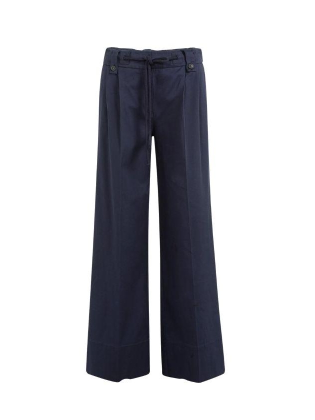 Yaya Geweven broek met strikkoord 93923 Navy blazer blue