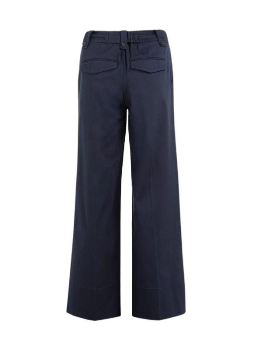 Yaya Geweven broek met strikkoord 93923 Navy blazer blue