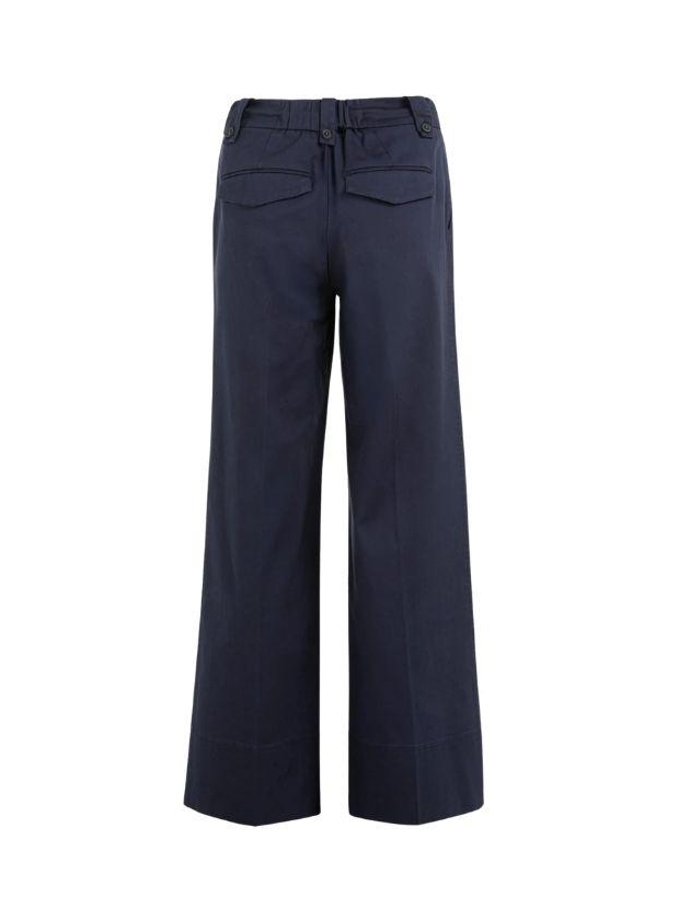 Yaya Geweven broek met strikkoord 93923 Navy blazer blue