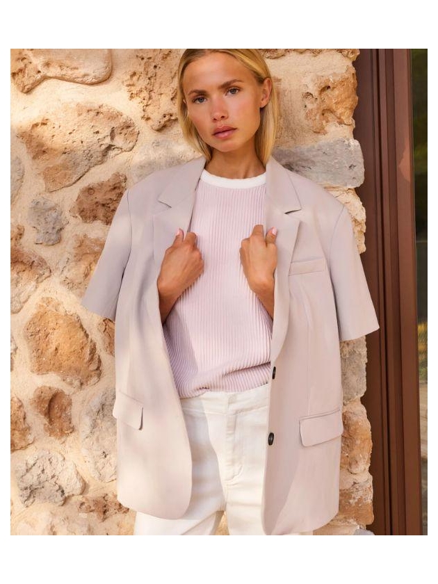 Yaya Blazer met korte mouwen 99054 Mauve purple