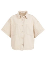 Yaya Denim jasje met korte mouwen 99056 dessert beige denim