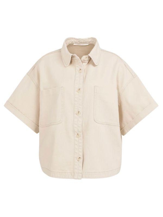 Yaya Denim jasje met korte mouwen 99056 dessert beige denim