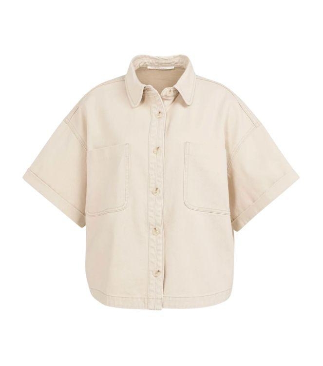 Yaya Denim jasje met korte mouwen 99056 dessert beige denim