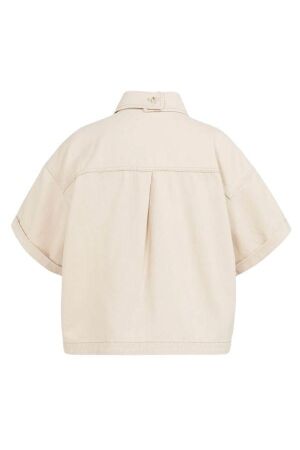 Yaya Denim jasje met korte mouwen 99056 dessert beige denim