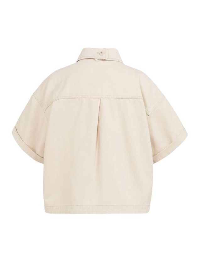 Yaya Denim jasje met korte mouwen 99056 dessert beige denim