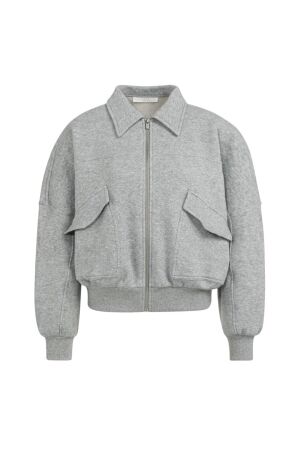 Yaya Sweatvest met zakken 990472 Iron grey mel