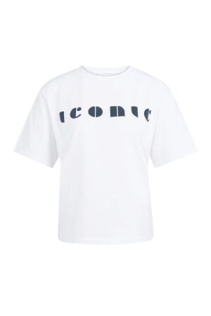 Yaya Boyfriend T-shirt met print 000001 Pure white dessin