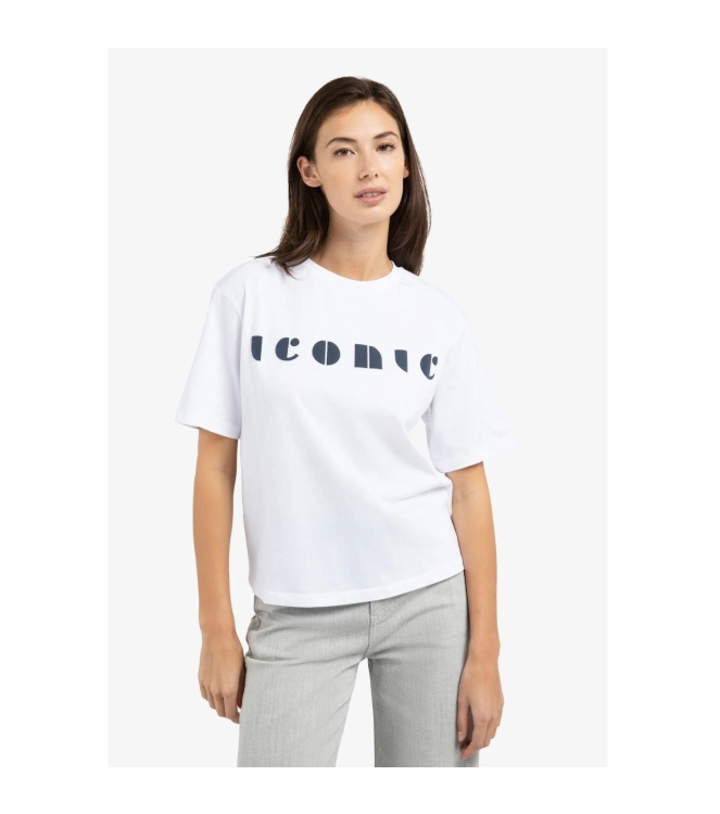 Yaya Boyfriend T-shirt met print 000001 Pure white dessin