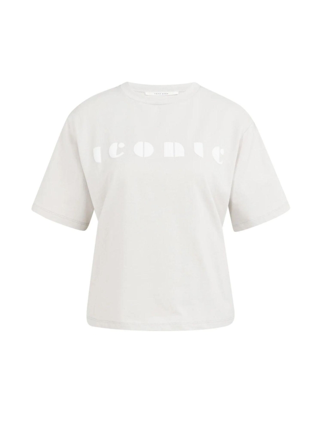 Yaya Boyfriend T-shirt met print 300051 Temple gray dessin
