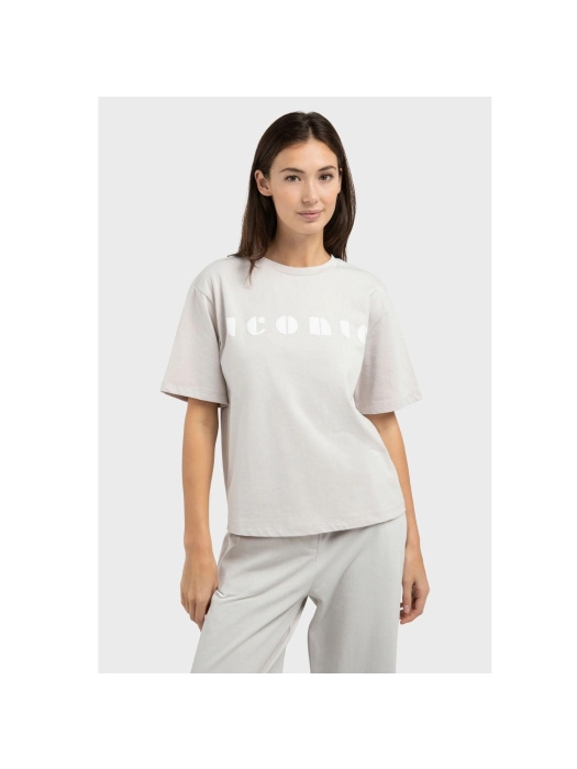 Yaya Boyfriend T-shirt met print 300051 Temple gray dessin