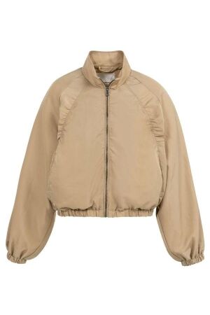 Yaya Kort jack met plooidetails 990511 Tan brown dessin