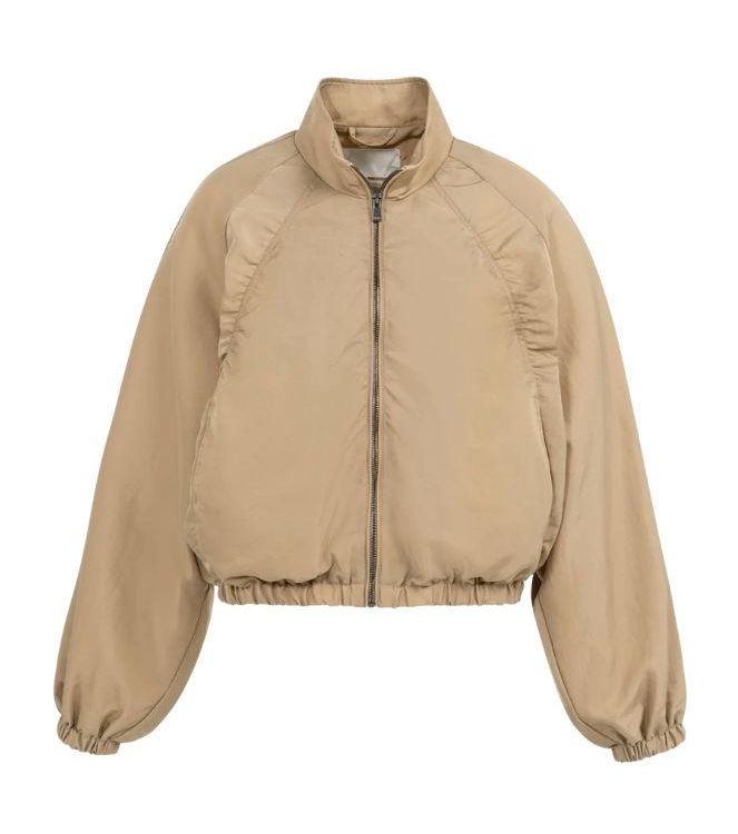 Yaya Kort jack met plooidetails 990511 Tan brown dessin