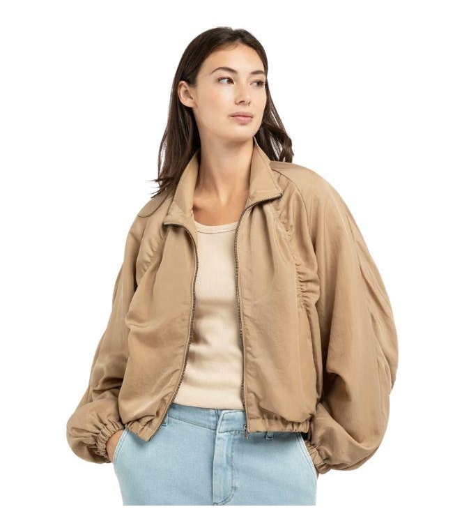 Yaya Kort jack met plooidetails 990511 Tan brown dessin