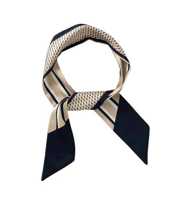 Yaya Smalle sjaal met print 939231 Navy blazer dessin