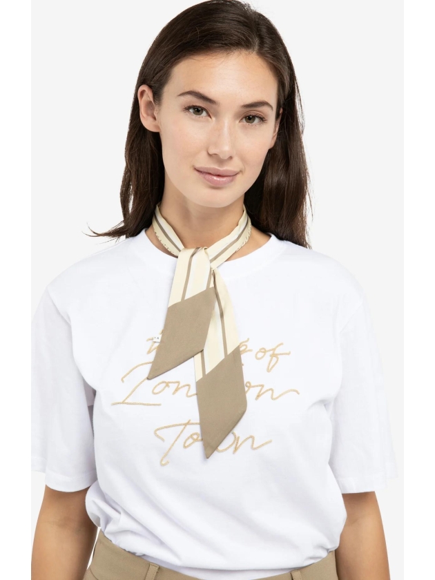 Yaya Smalle sjaal London Town 990511 Tan brown dessin