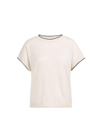 Yaya Knitted sweater with rolled ed 990672 Cloud creme white mel