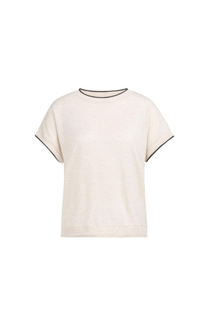 Yaya Knitted sweater with rolled ed 990672 Cloud creme white mel
