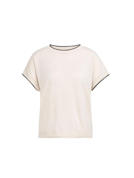 Yaya Knitted sweater with rolled ed 990672 Cloud creme white mel