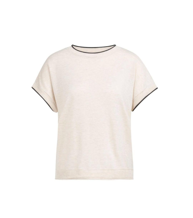 Yaya Knitted sweater with rolled ed 990672 Cloud creme white mel