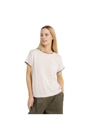 Yaya Knitted sweater with rolled ed 990672 Cloud creme white mel
