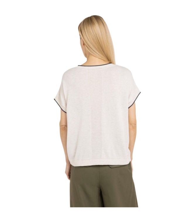 Yaya Knitted sweater with rolled ed 990672 Cloud creme white mel