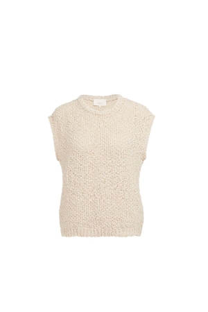Yaya Textured sleeveless sweater 99067 Cloud creme white