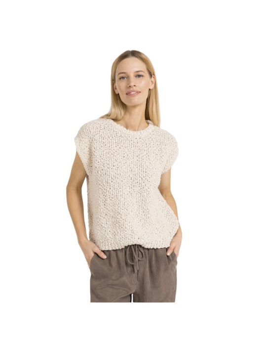 Yaya Textured sleeveless sweater 99067 Cloud creme white
