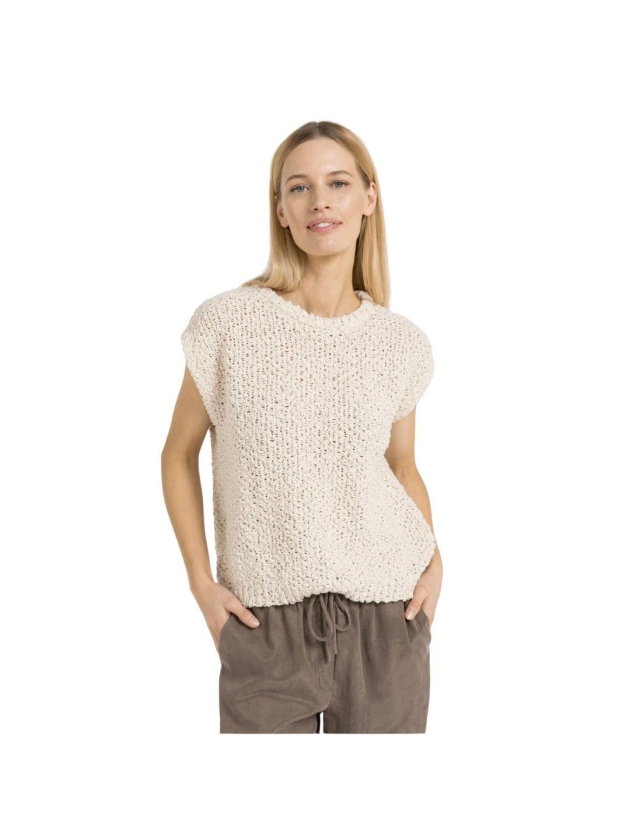 Yaya Textured sleeveless sweater 99067 Cloud creme white