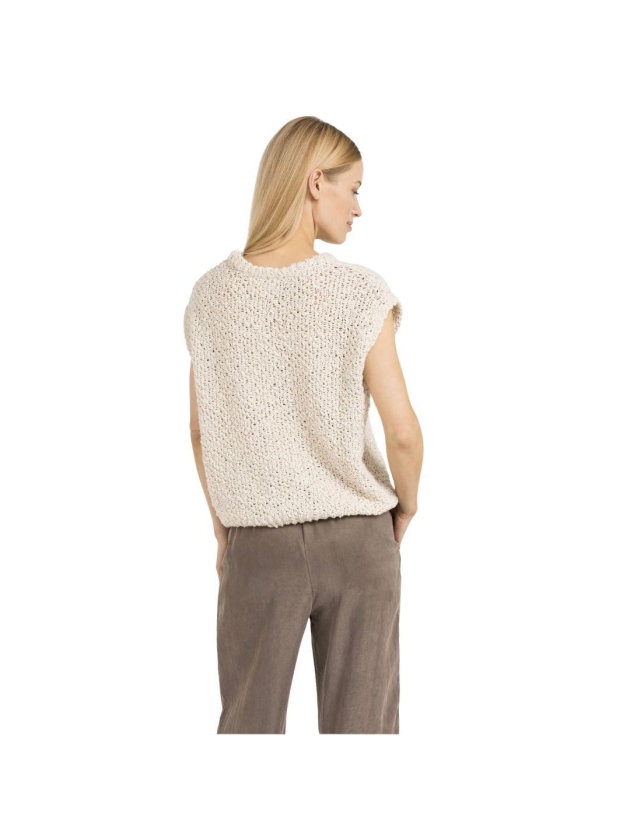 Yaya Textured sleeveless sweater 99067 Cloud creme white