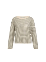 Yaya Fine knitted stripe sweater ls 990581 Creme beige dess