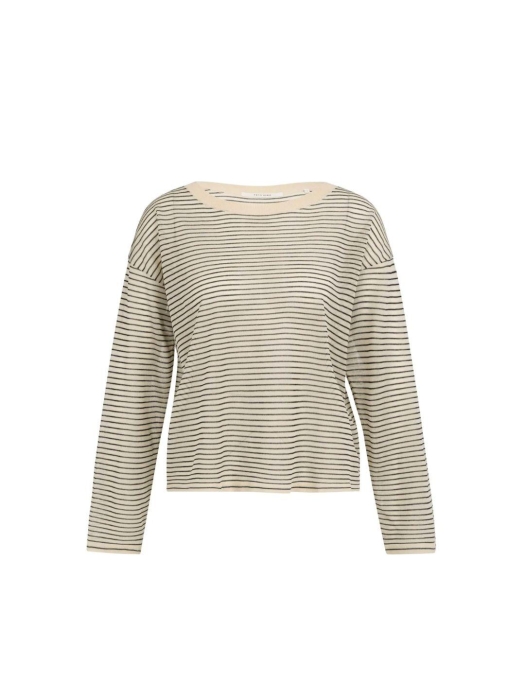 Yaya Fine knitted stripe sweater ls 990581 Creme beige dess